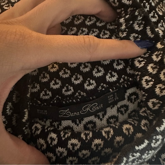 Zara Knitted Dress Turtle Roll Neck Pattern Black White Print Knit size small - Picture 6 of 7